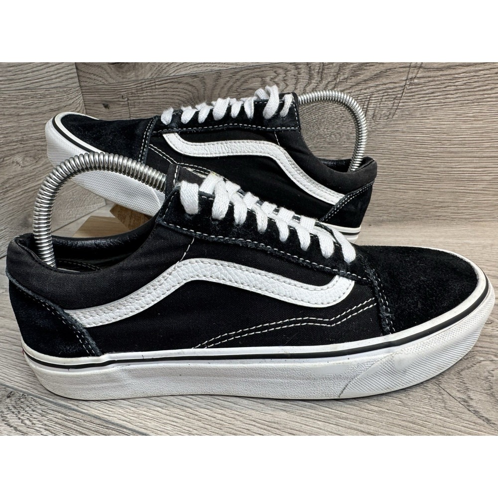 Vans Old Skool Low Sneakers Black Suede Canvas Skate Shoes Mens 7 ~ Womens 8.5